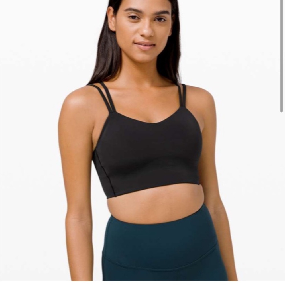 Black Strappy Lululemon Like a Cloud Longline Bra Size 2/4 - Light Support B/C